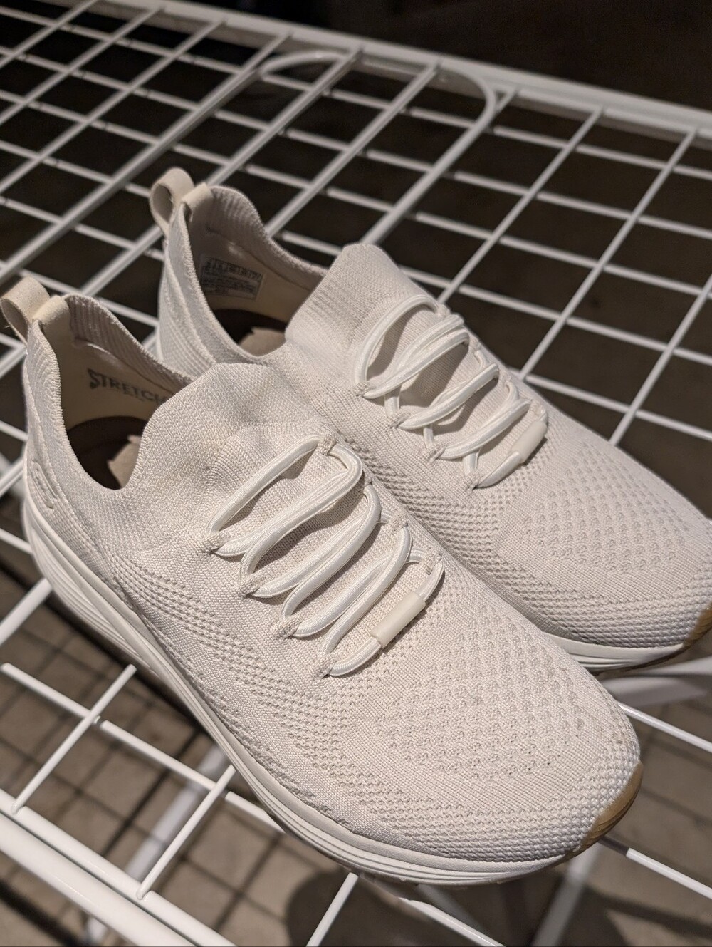 Skechers Women's Slip-On Knit Sneakers in Off-White/Cream